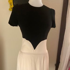 (victoria beckham) cream and black crepe dress 2